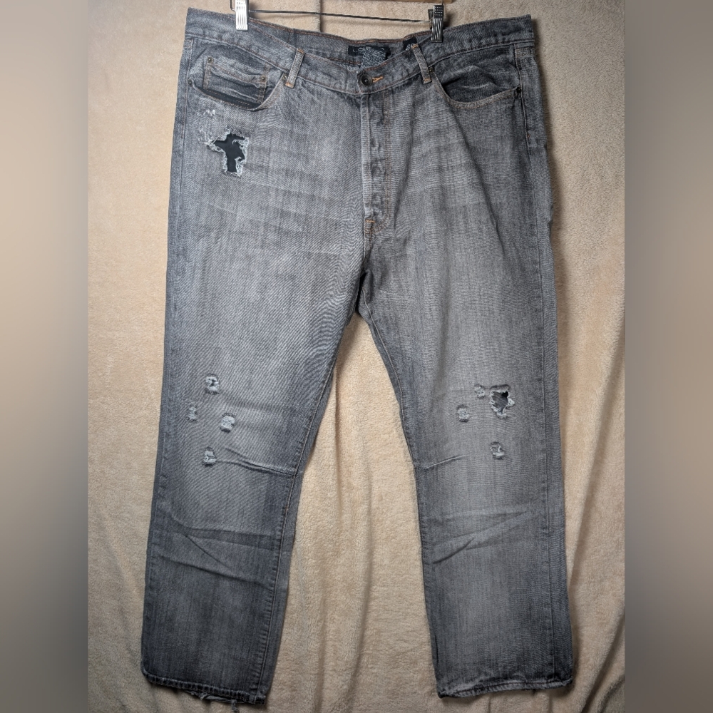 Vtg Y2k Ed Hardy Jeans Embroidered Distressed Christian Audigier 42x34 Baggy